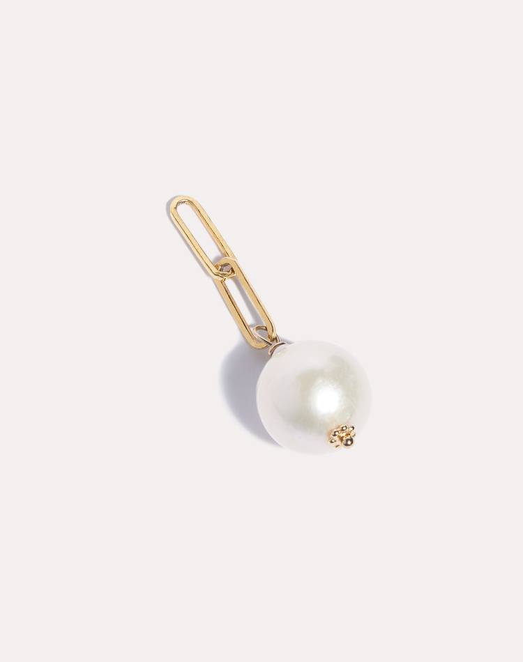 Ball and Chain Pearl Charm in Gold
